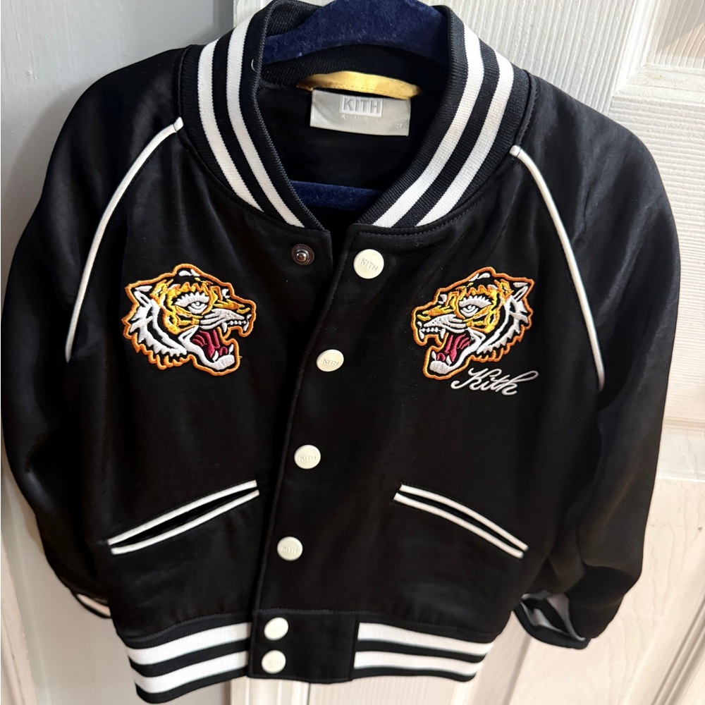 Kith Kids Black Jacket with Tiger Embroidery
